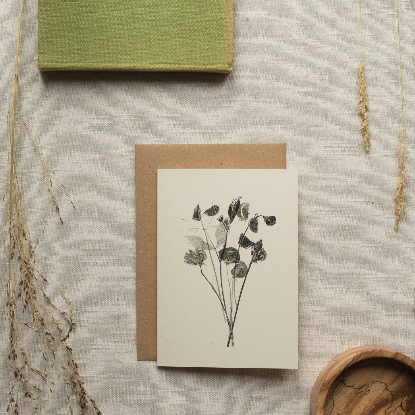 Sweet Peas Flower Greeting Card A6 Recycled Card