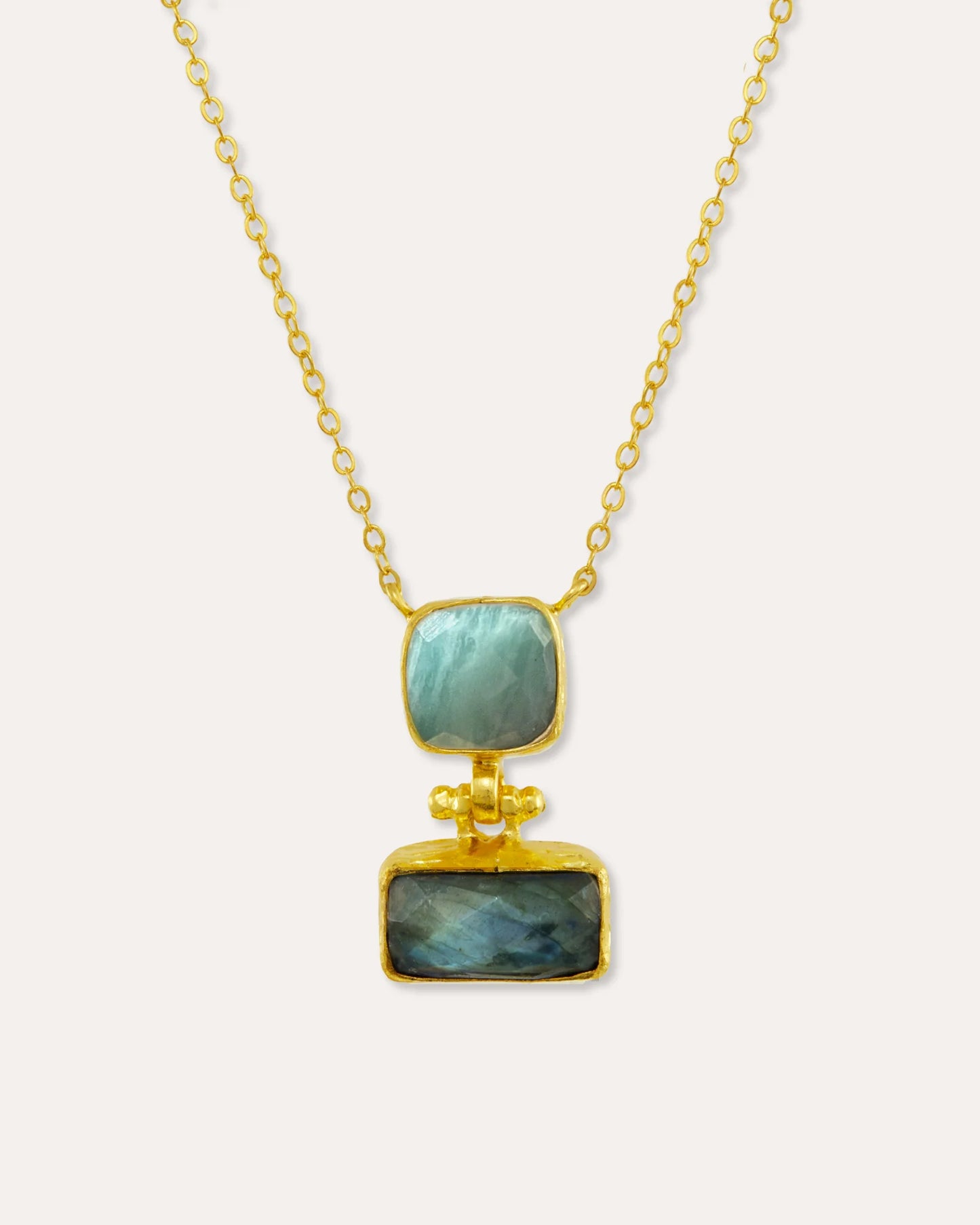 Nerissa Labradorite and Aqua Chalcedony Pendant Necklace