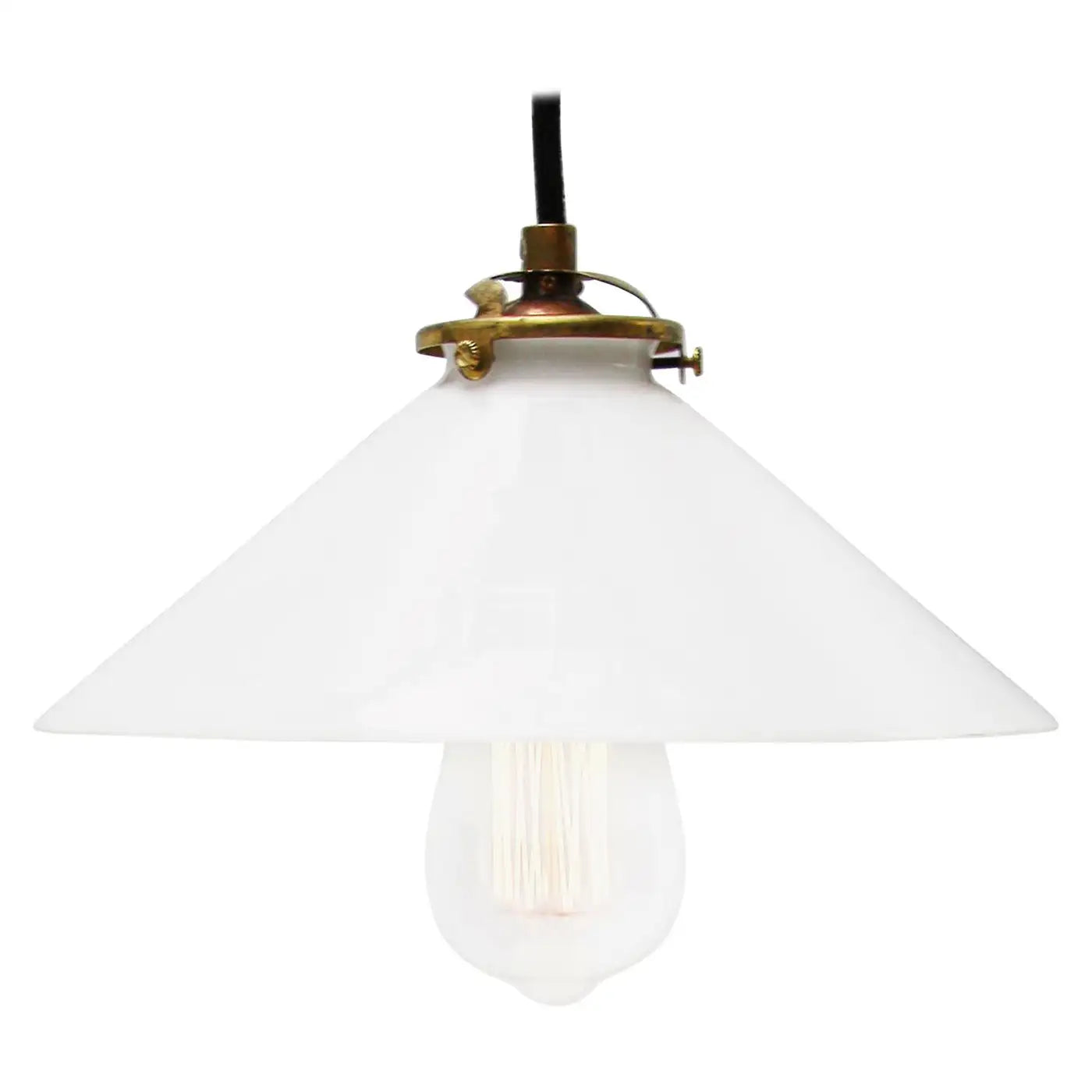 Vintage French Brass Milk Shade
