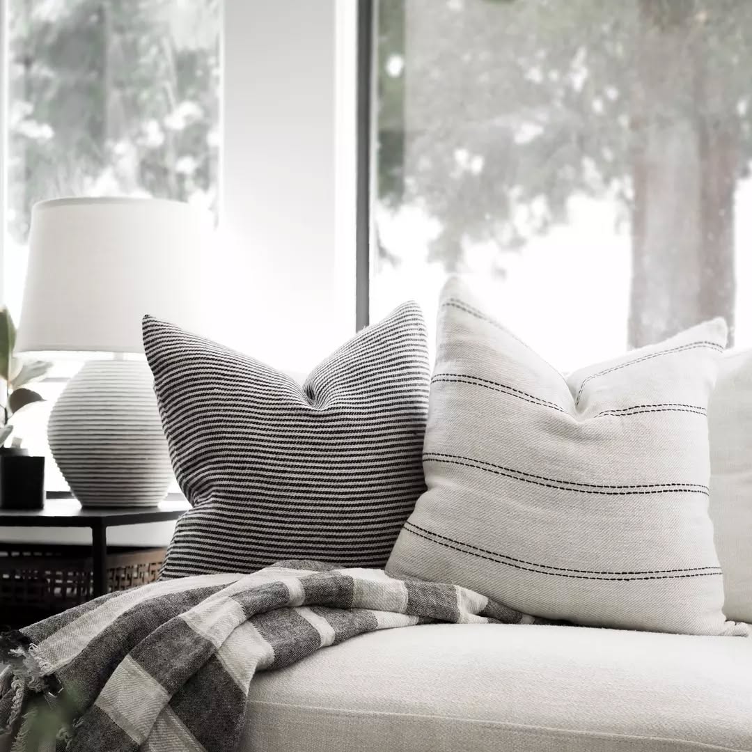 'Ana' Stripe Linen Cushion Cover