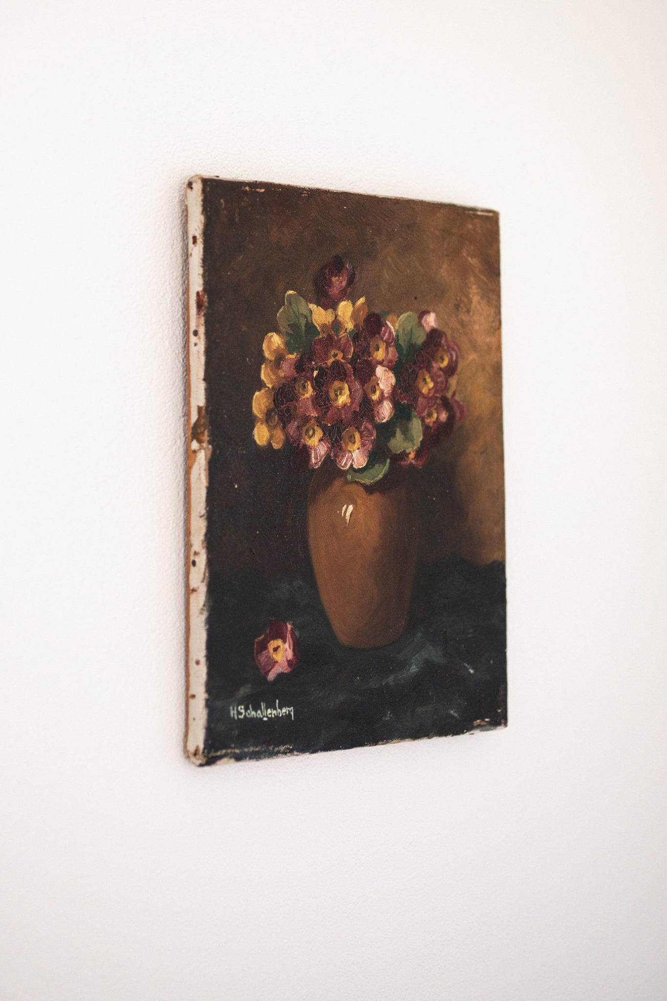 Antique Dutch Artwork | Moody Flowers in Vase