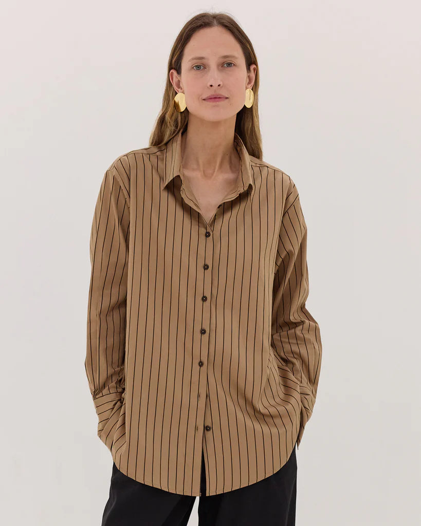 The Classic Shirt | Coffee & Black Stripe