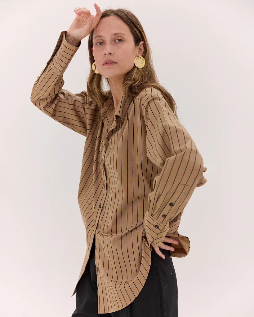 The Classic Shirt | Coffee & Black Stripe