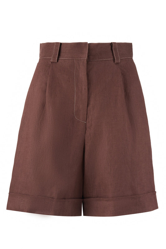 The Delphi Shorts in 'Cinnamon' Linen