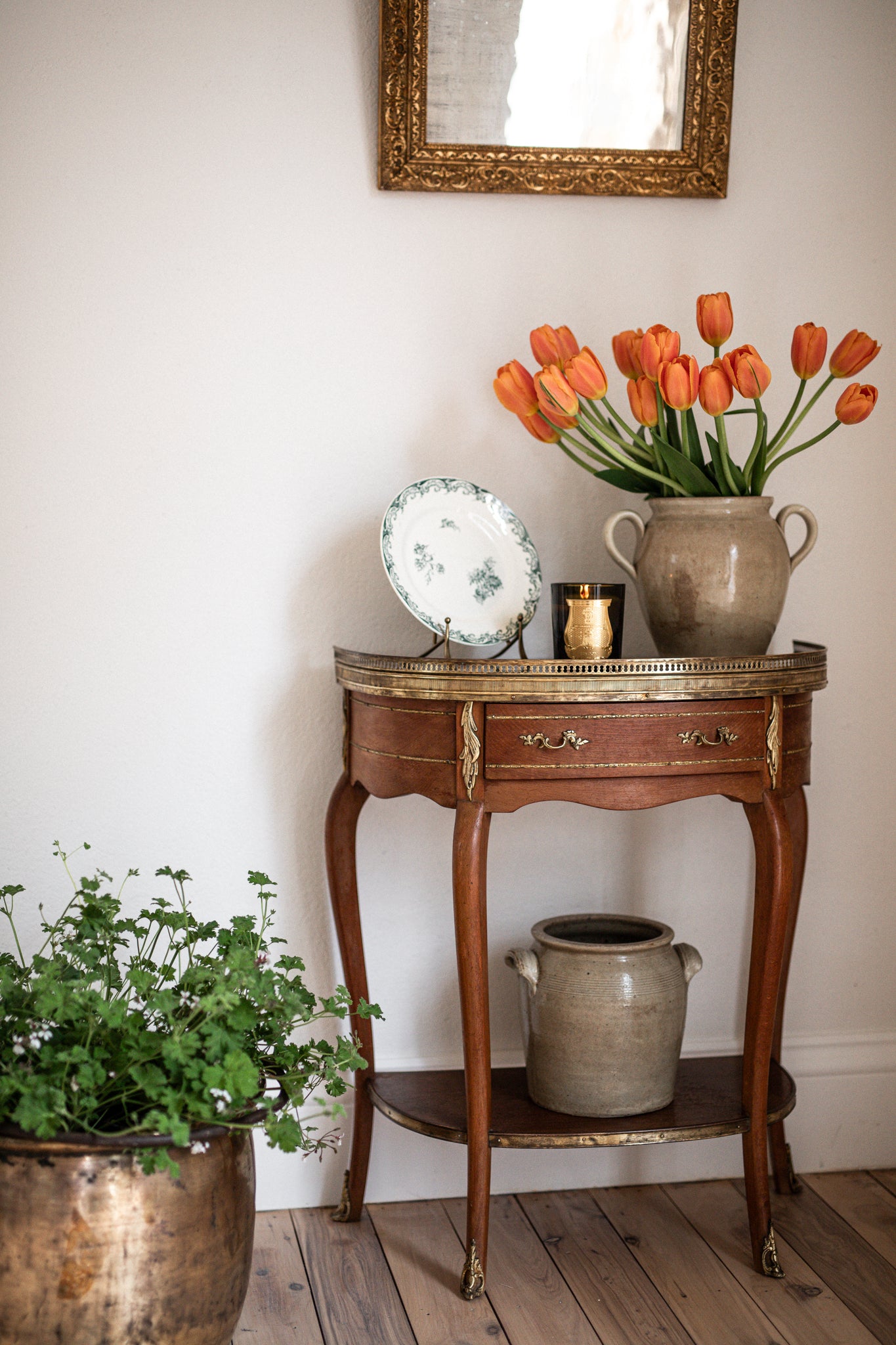 A Stunning French Marble & Brass Timber Console | early 20th cenury
