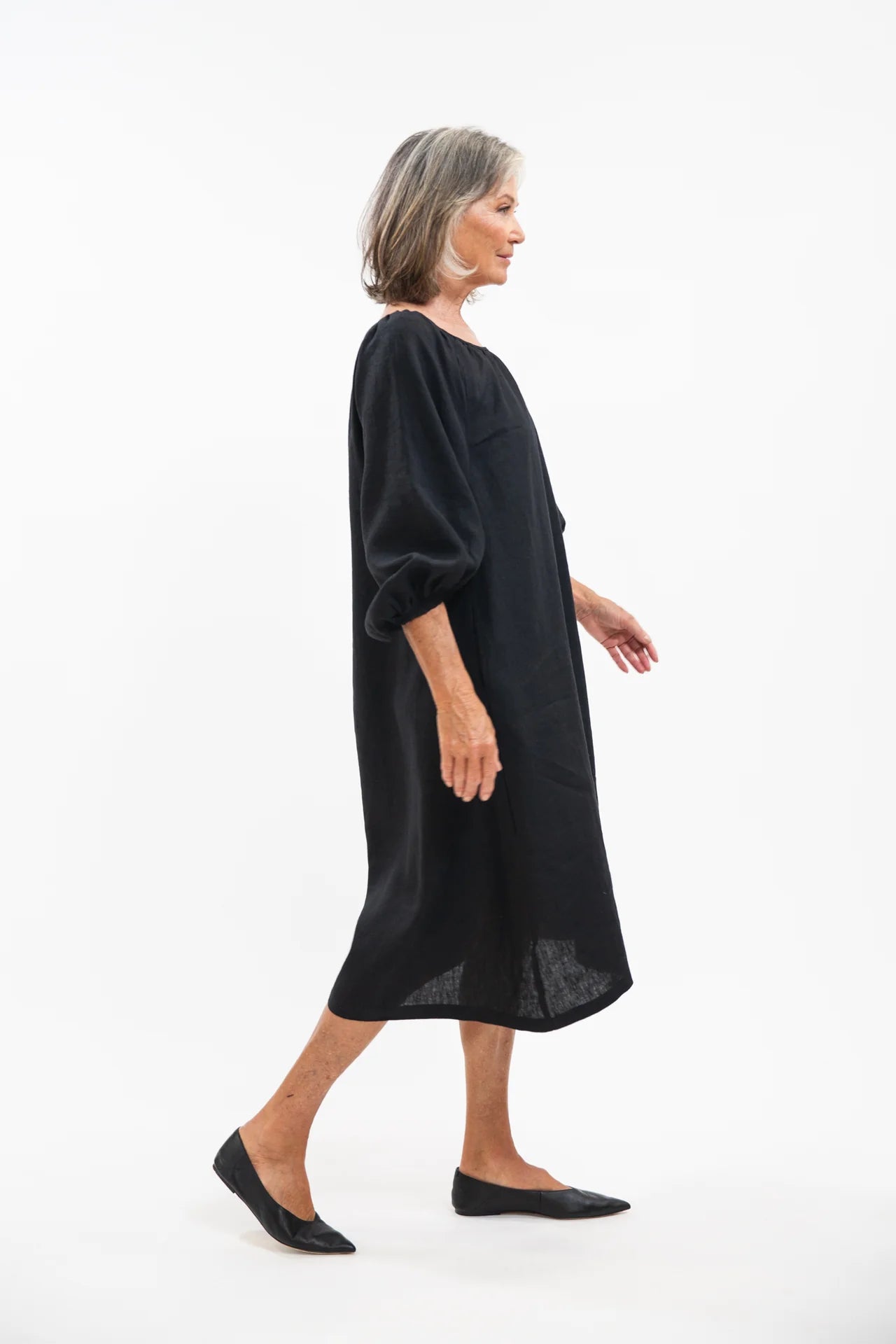 The Adeline Dress in Black Linen