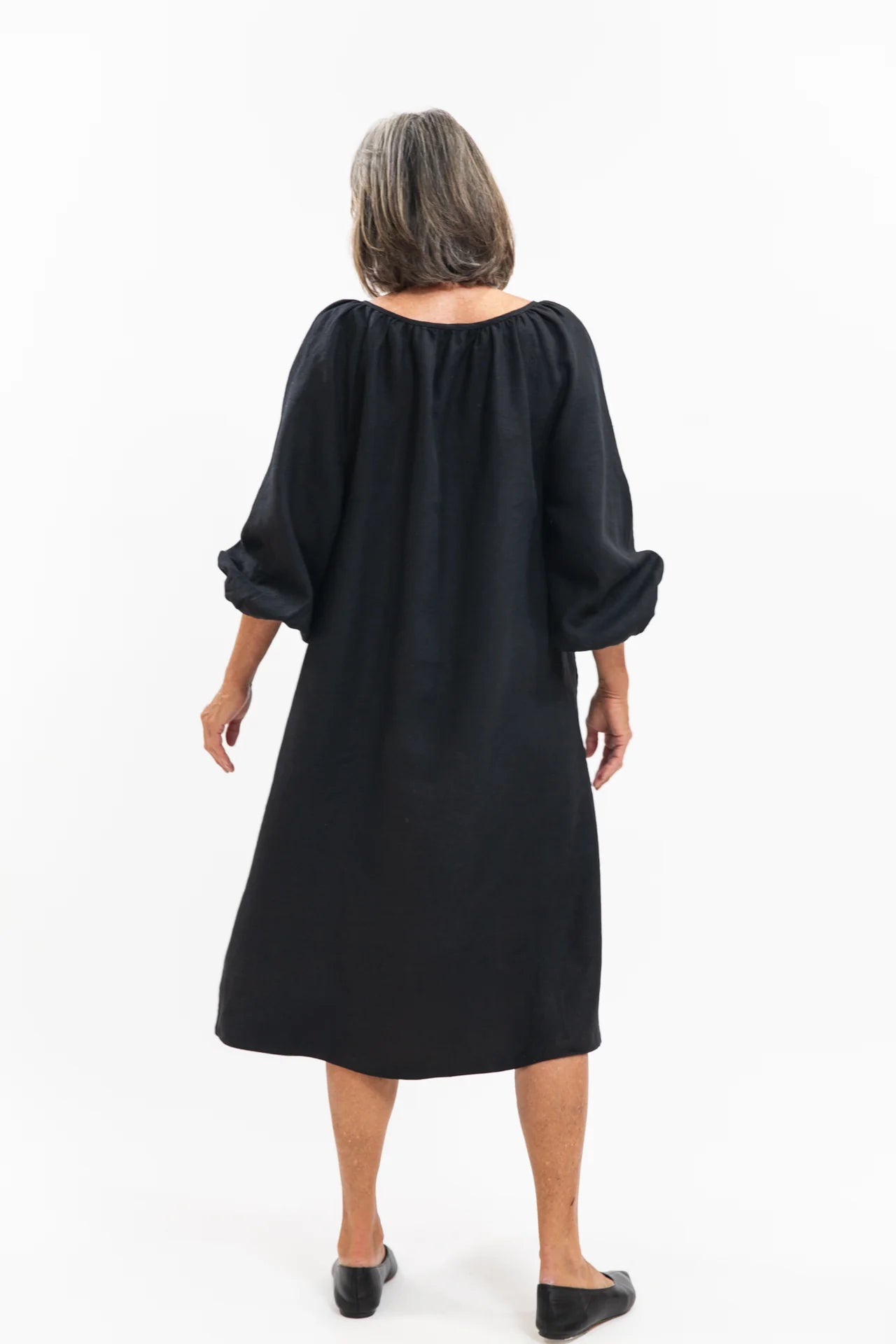 The Adeline Dress in Black Linen