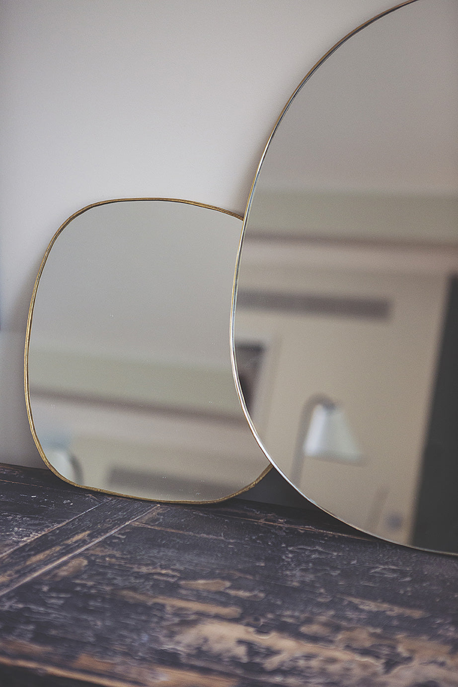 French Hand Crimped Brass Mirror