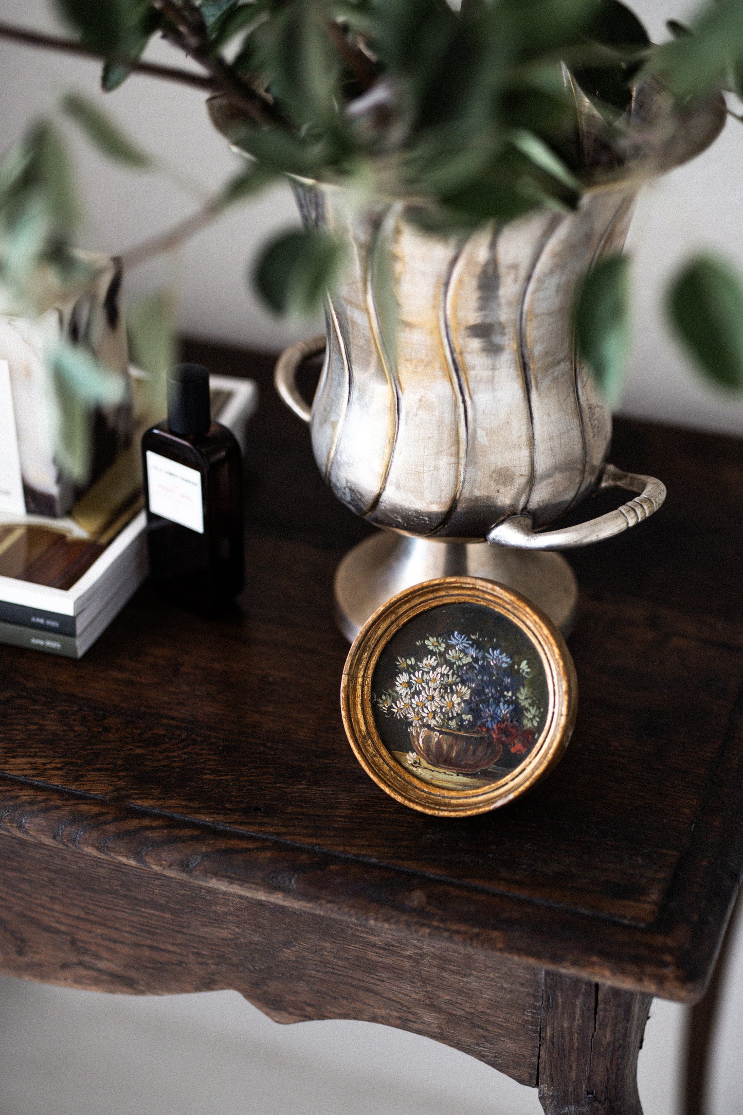 Exquisite Pair of Antique Petite French Artworks in Gilt Frames