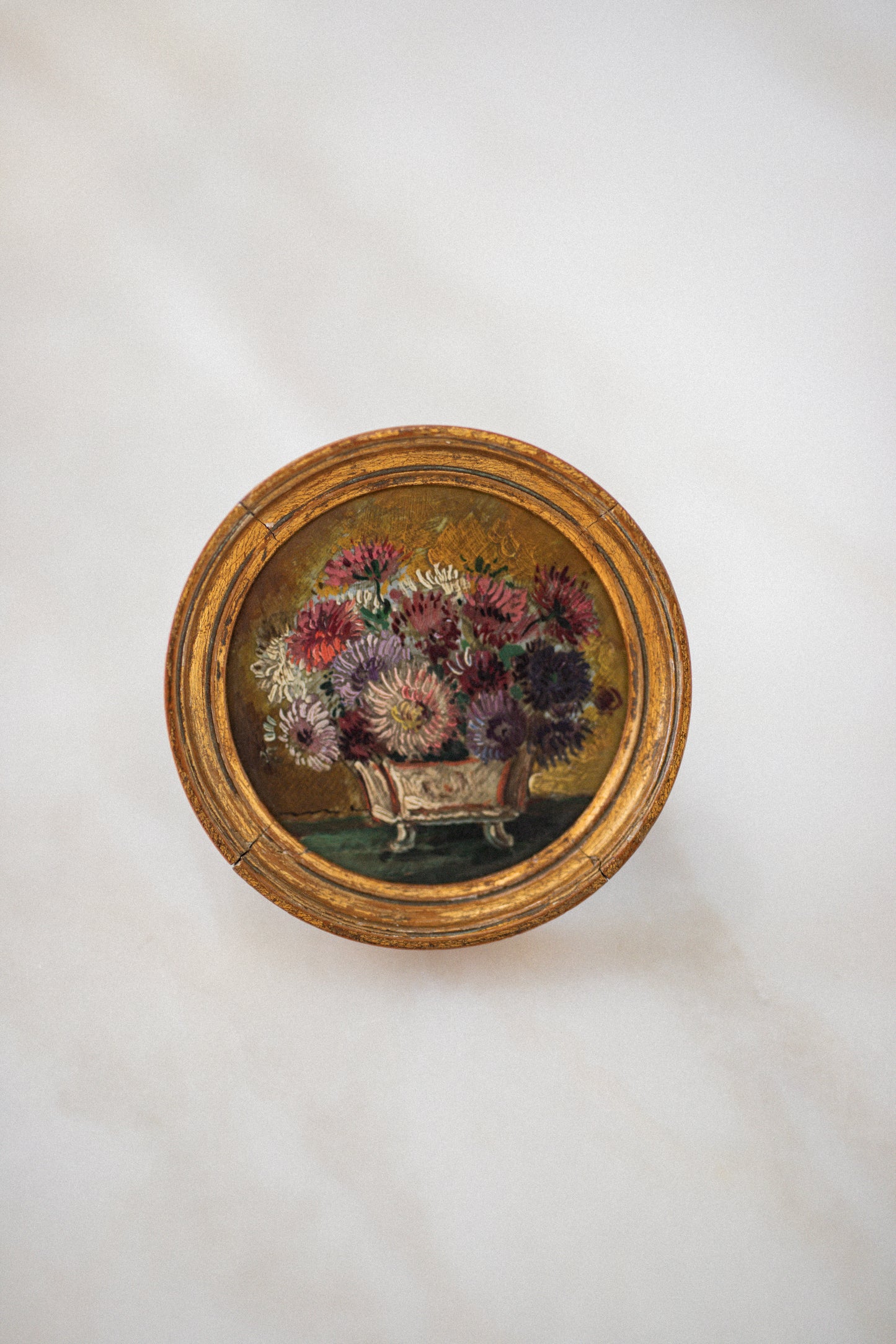 Exquisite Pair of Antique Petite French Artworks in Gilt Frames