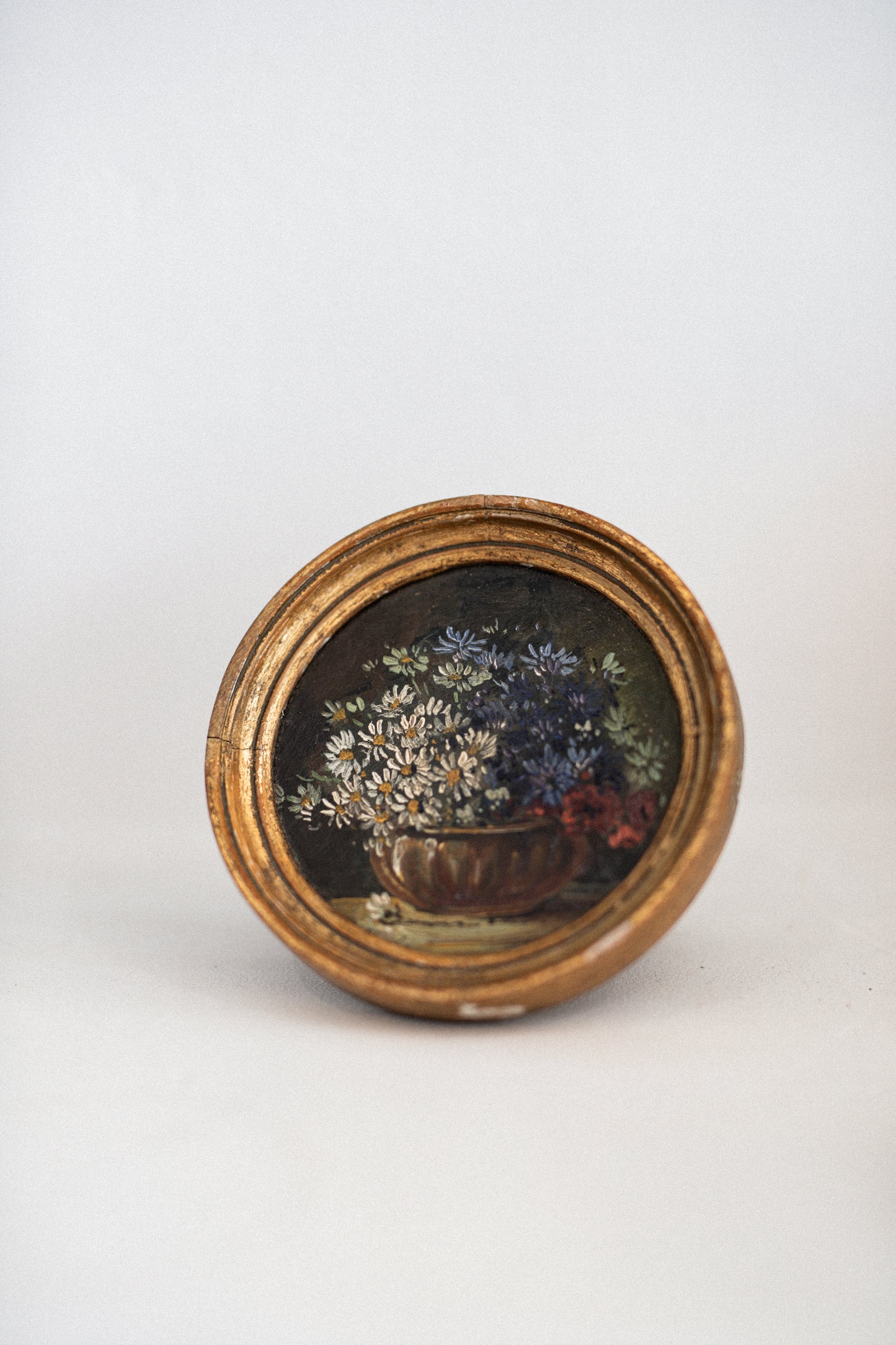 Exquisite Pair of Antique Petite French Artworks in Gilt Frames