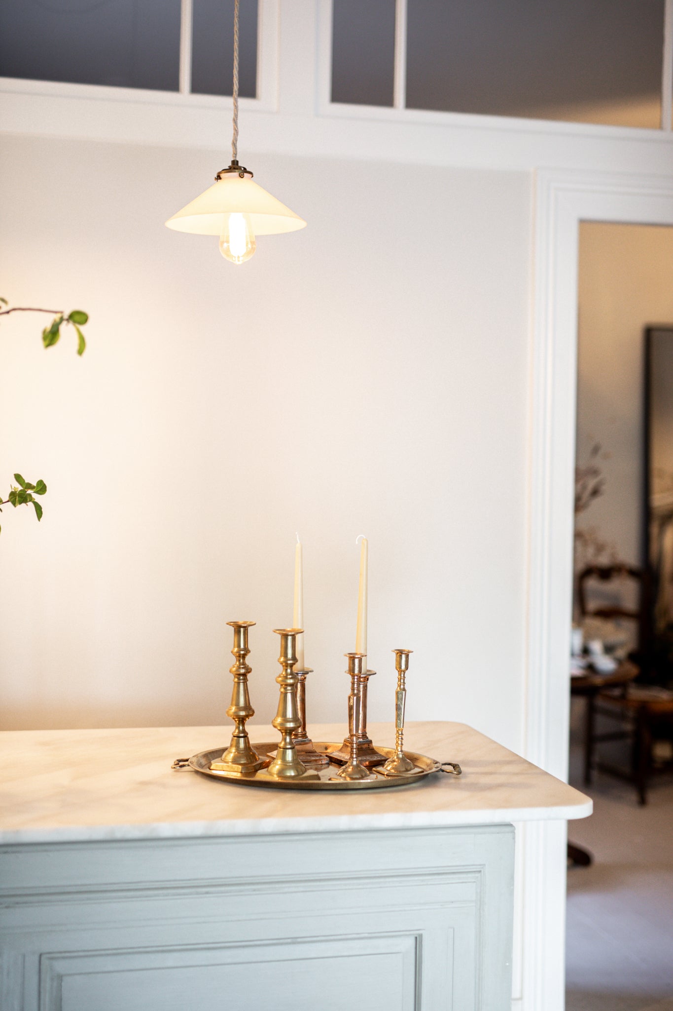Antique Brass Tall Candlestick | Set of 2
