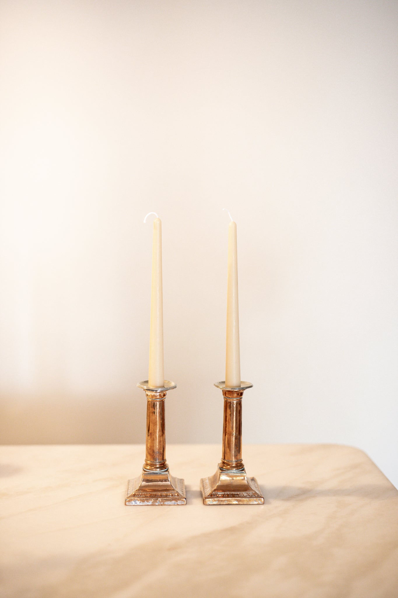 Antique Copper & Silver Candlestick | Set of 2