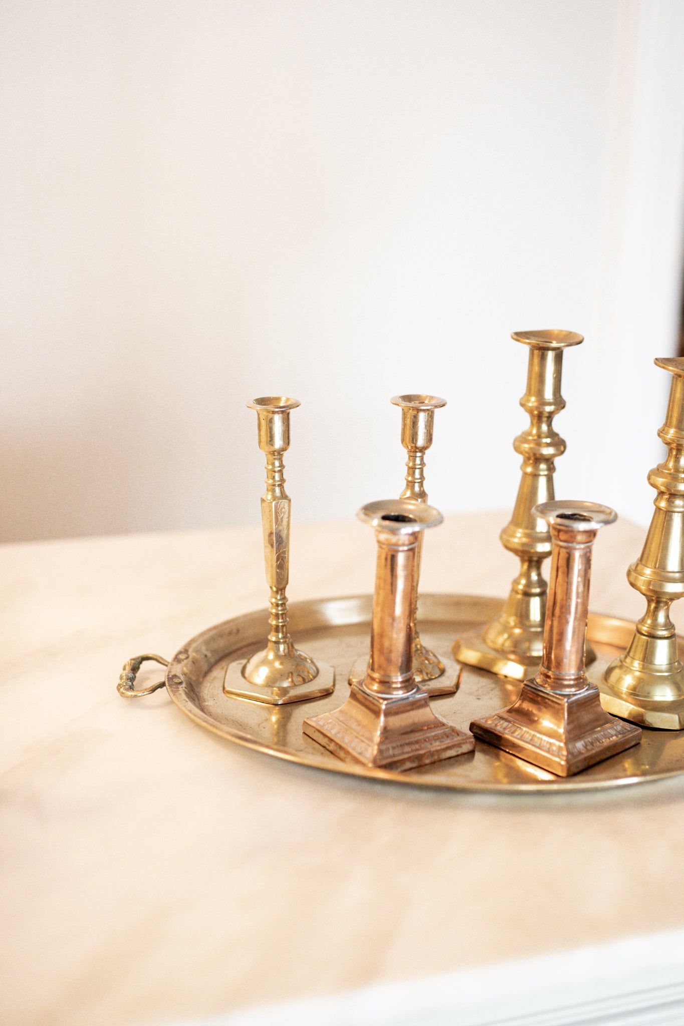 Antique Copper & Silver Candlestick | Set of 2