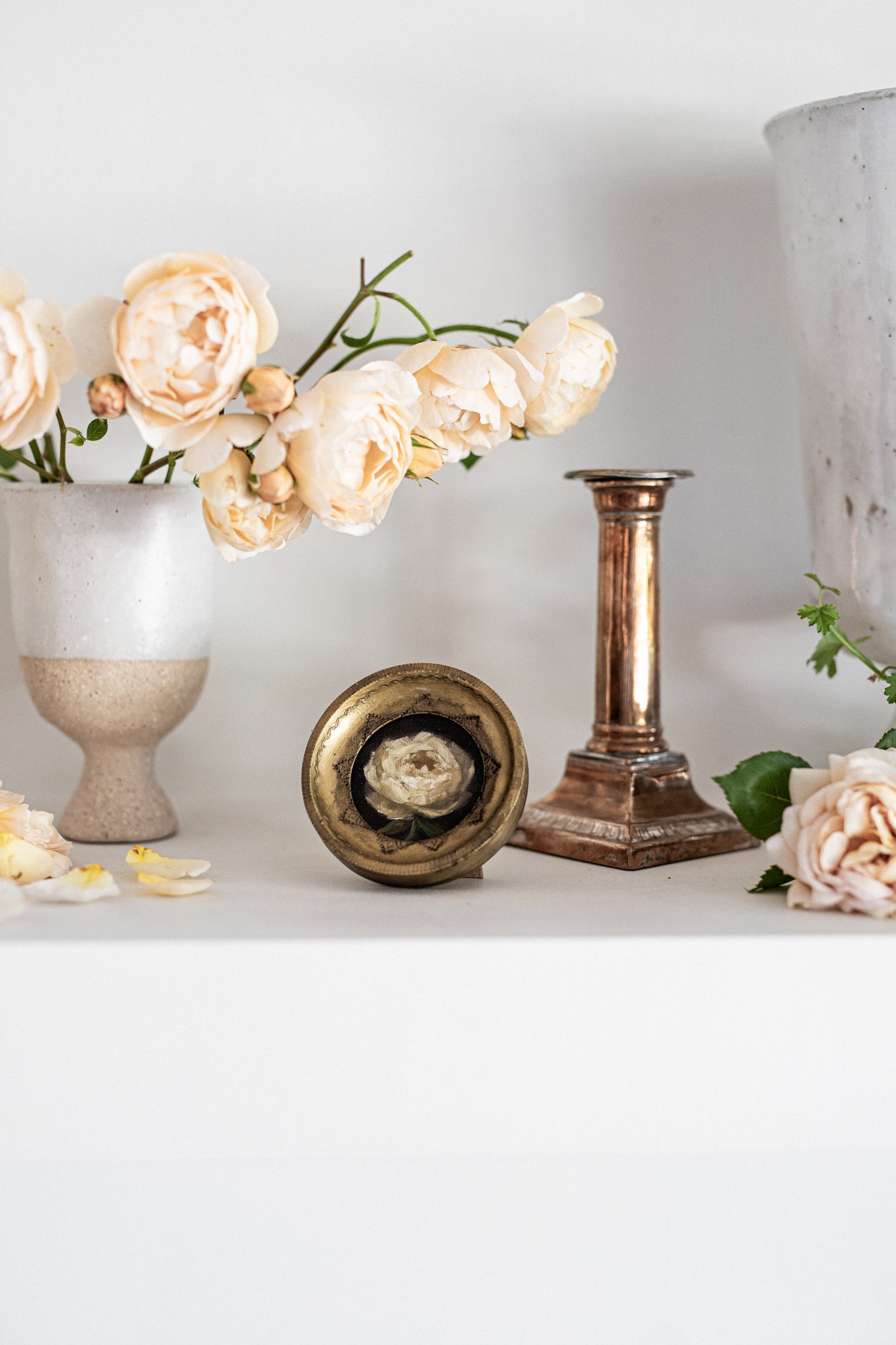 Antique Copper & Silver Candlestick | Set of 2