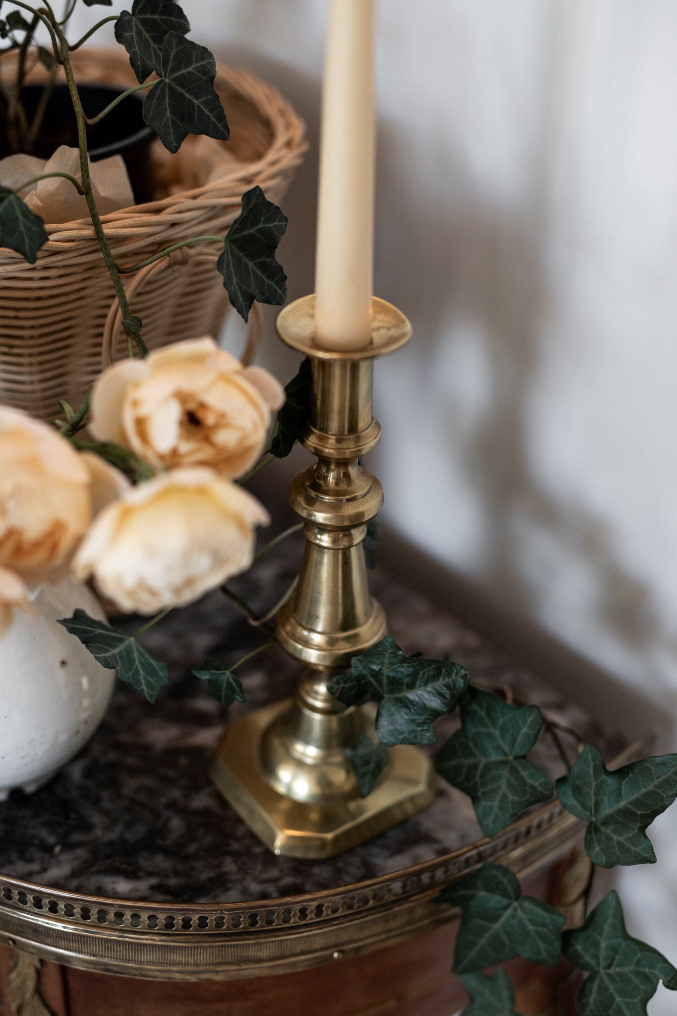 Antique Brass Tall Candlestick | Set of 2