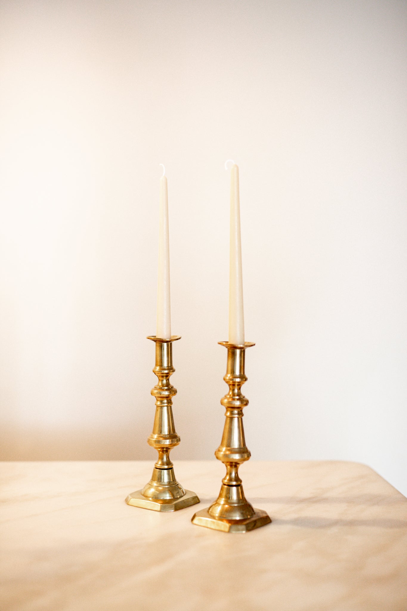 Antique Brass Tall Candlestick | Set of 2