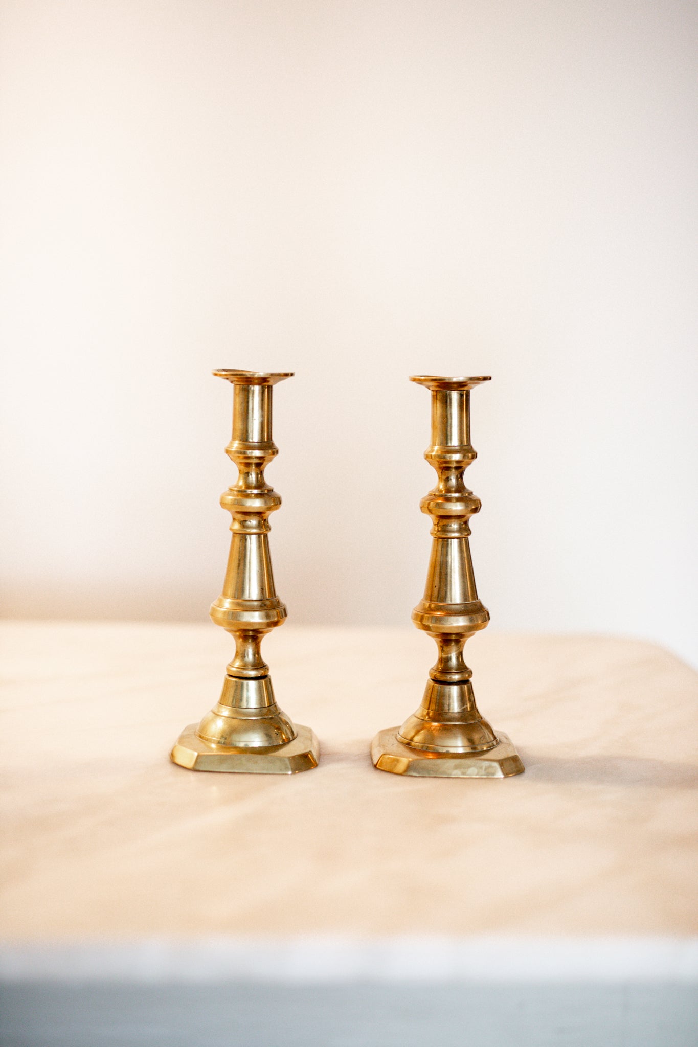 Antique Brass Tall Candlestick | Set of 2