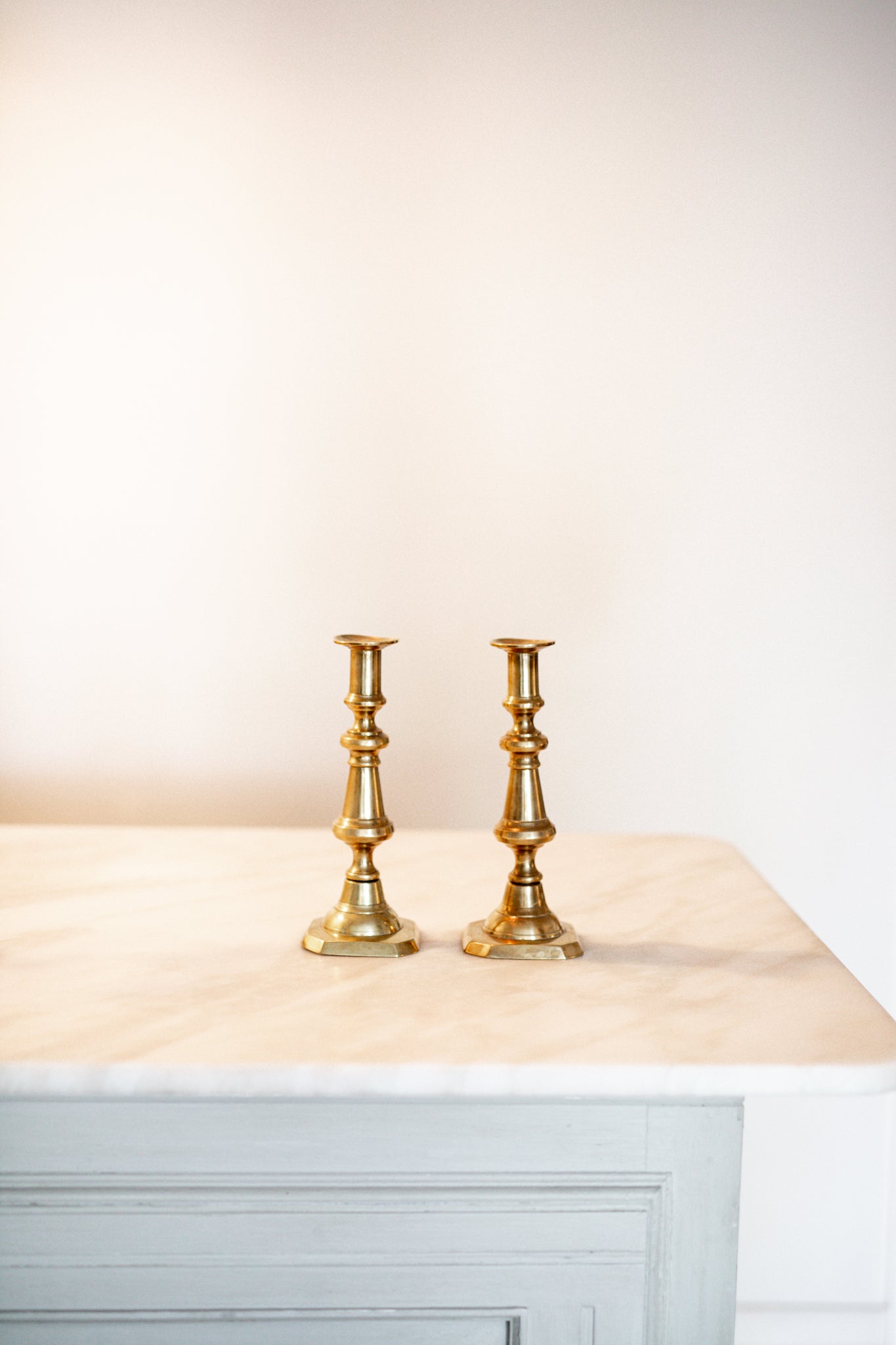 Antique Brass Tall Candlestick | Set of 2