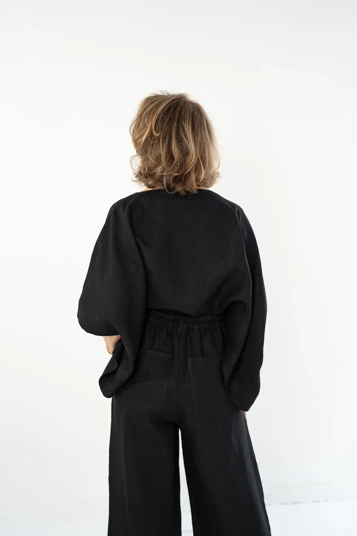 The Bowie Pant in Black Linen