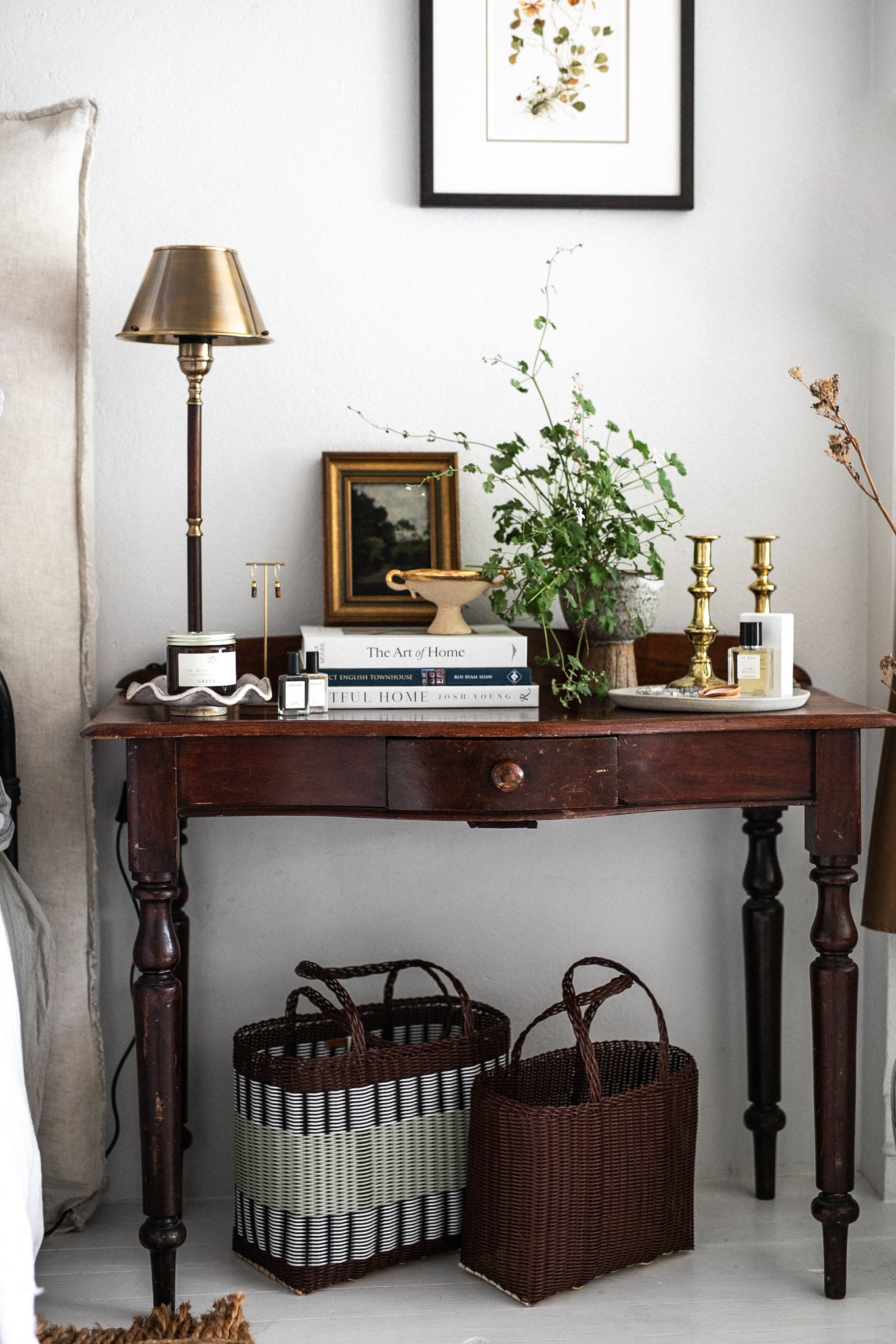 French Antique Oil Painting | Landscape in gold & green frame