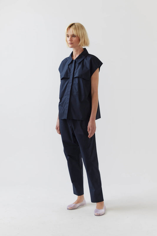 The Georgie Pant in Navy Poplin
