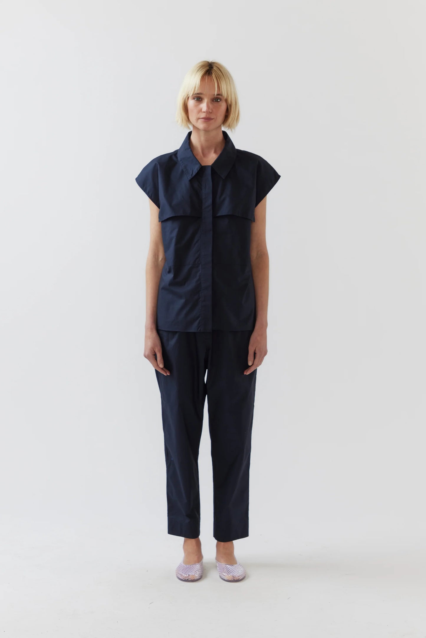 The Georgie Pant in Navy Poplin