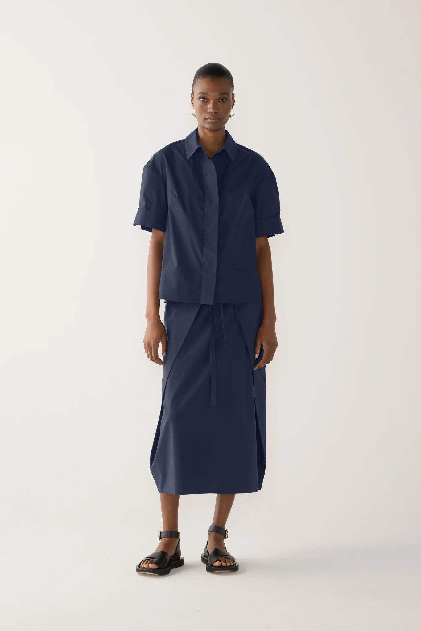 Pixie Shirt in Navy Poplin