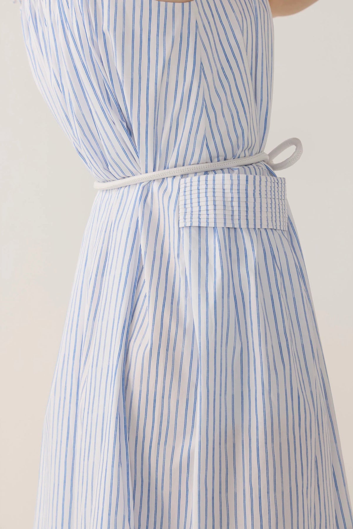 Delphine Dress | Blue Double Stripe Poplin
