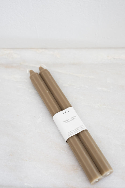 Beeswax Taper Pair of Octagon Candles in Eucalyptus