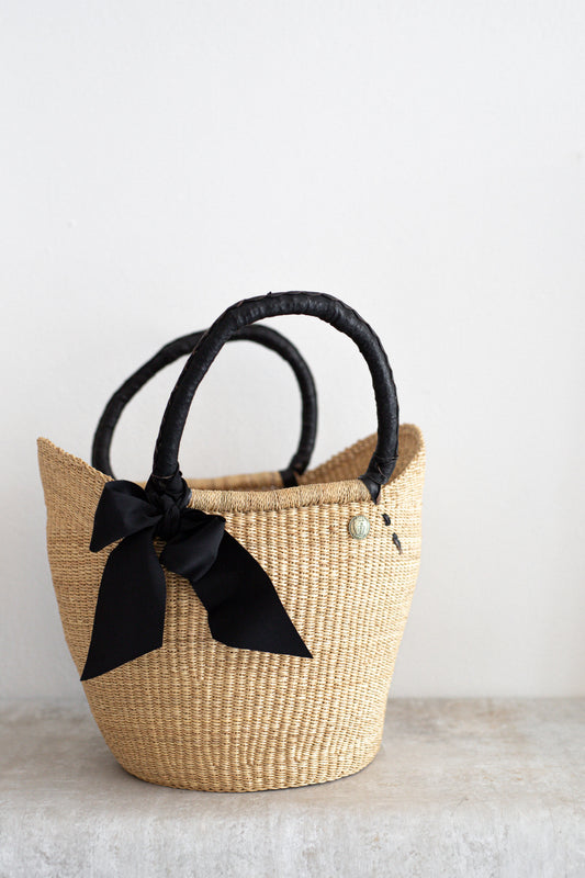 Handwoven Luxury Basket Bag in Black