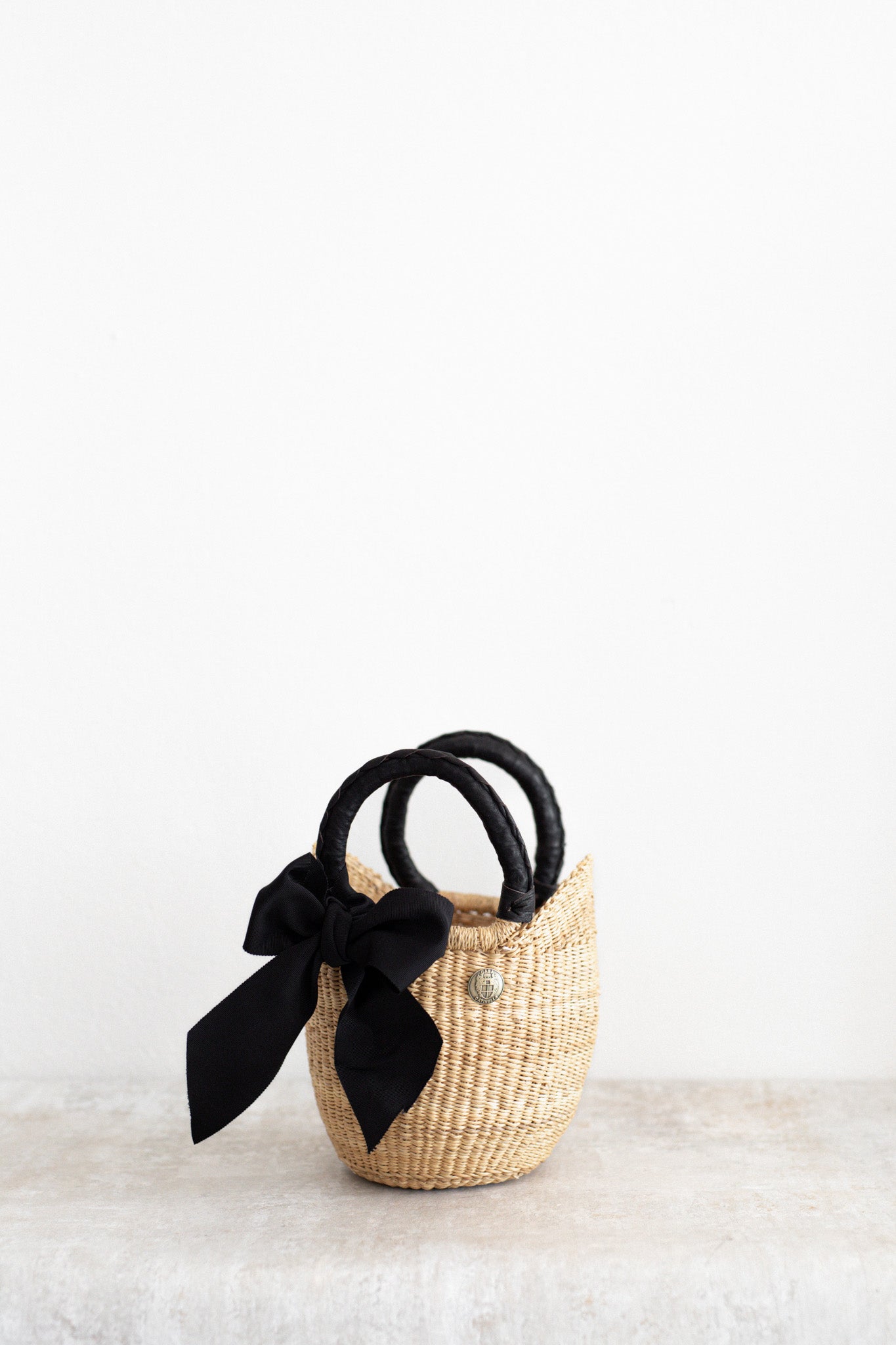 Handwoven Mini Basket Bag in Black