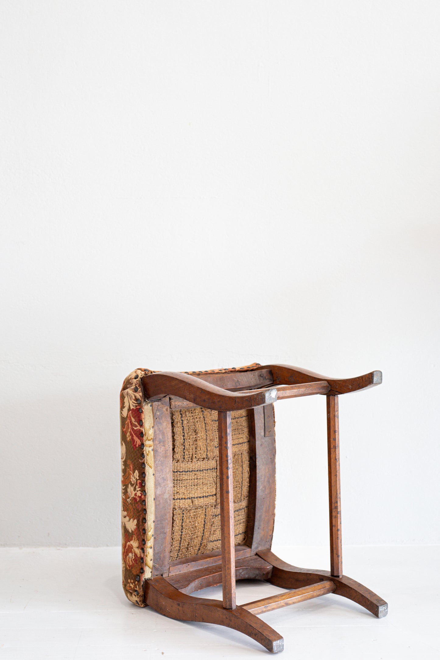Vintage Foot upholstered Stool from the French Alps