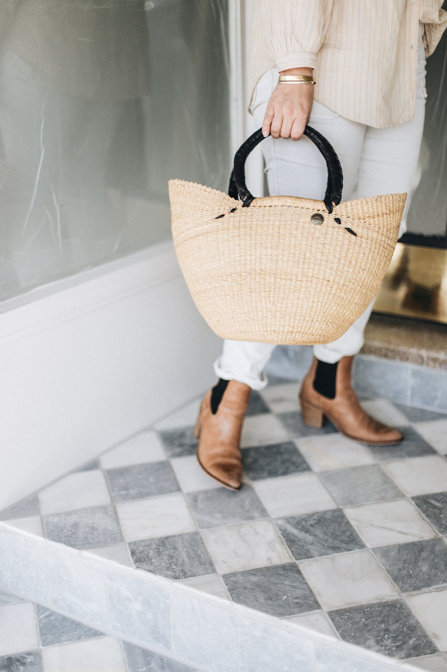 Handwoven Luxury Basket Bag in Black
