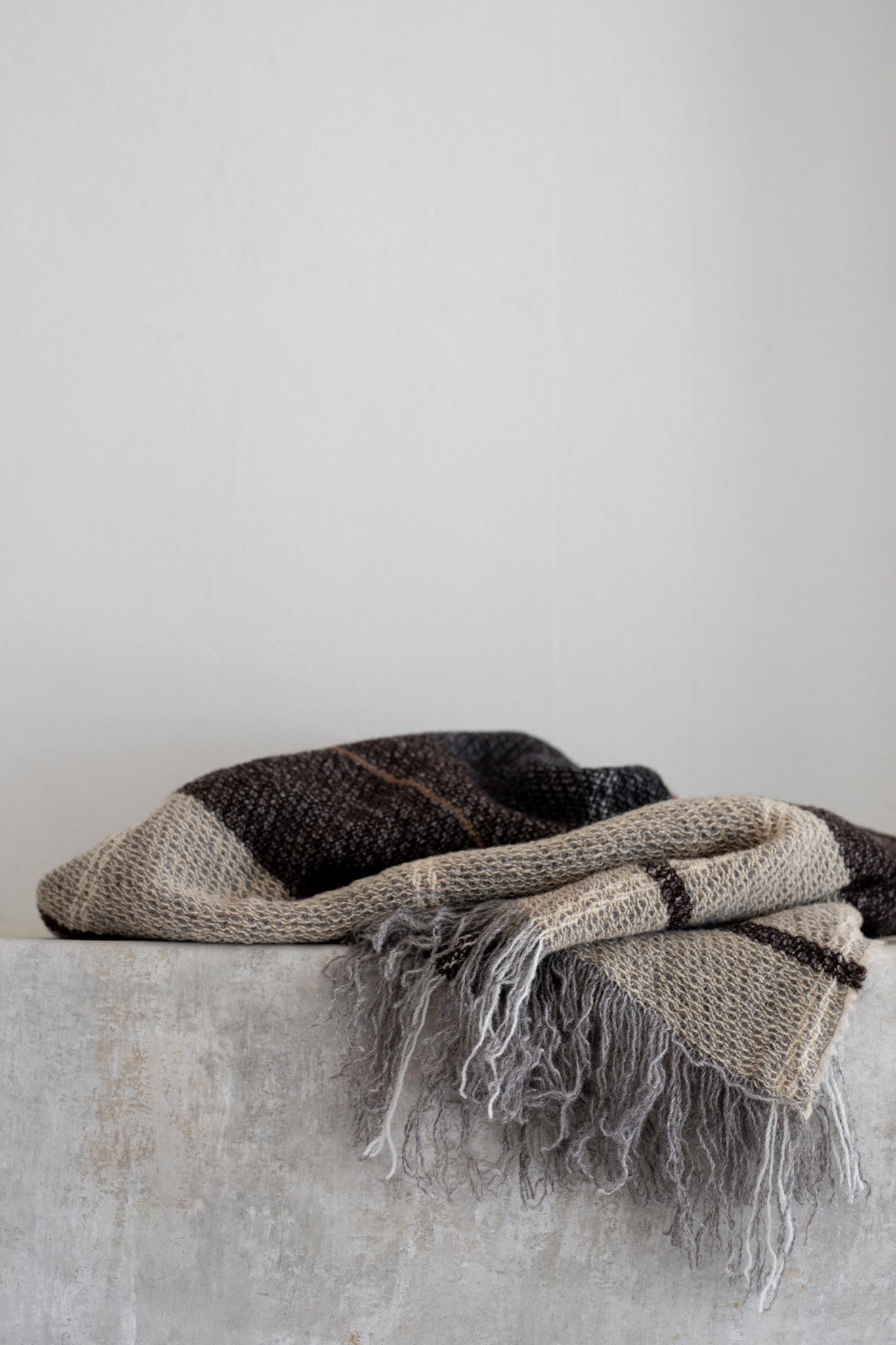 Brushed Wool Throw in New Brown