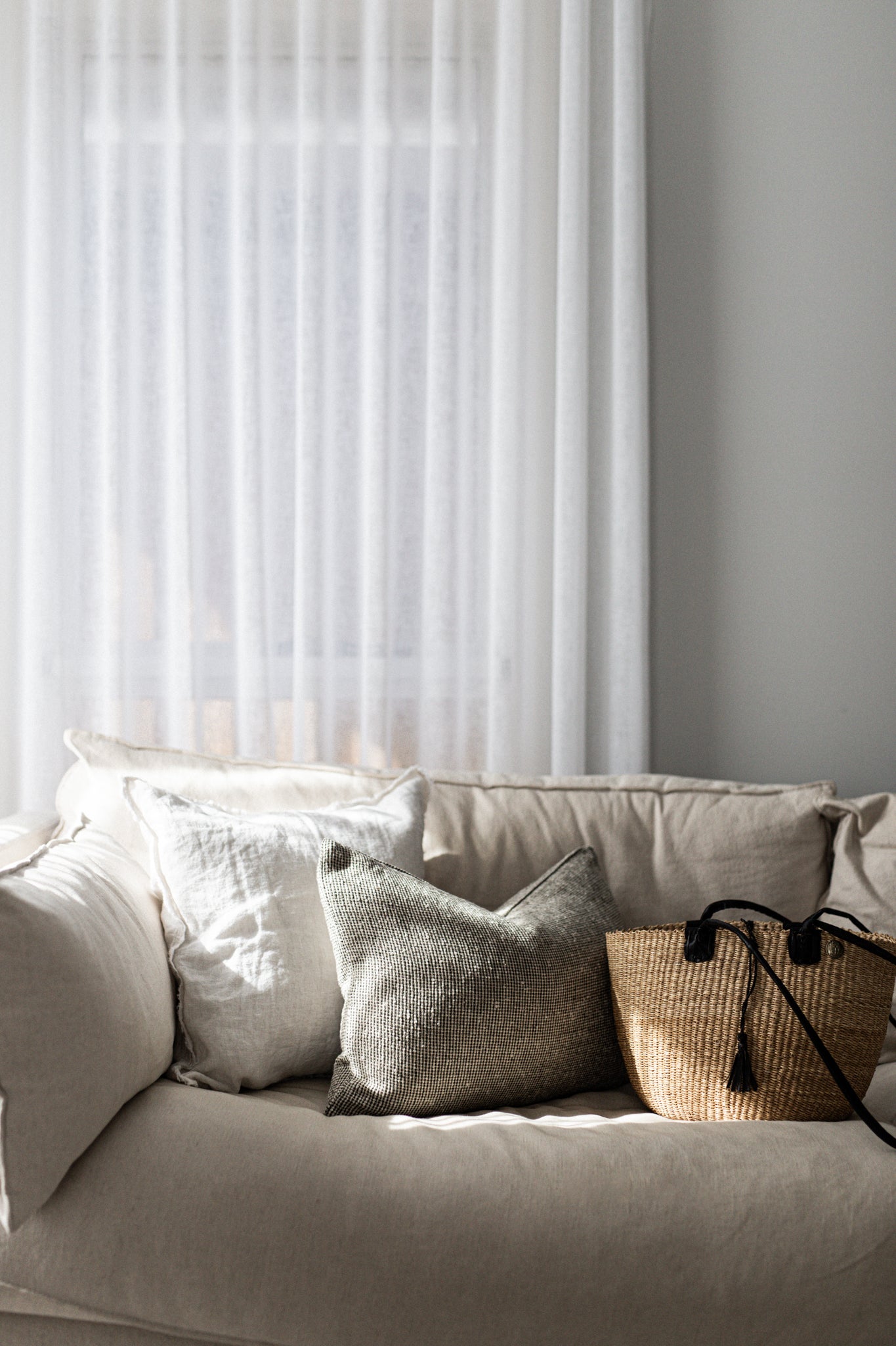 The Handwoven Long Handle Basket Bag