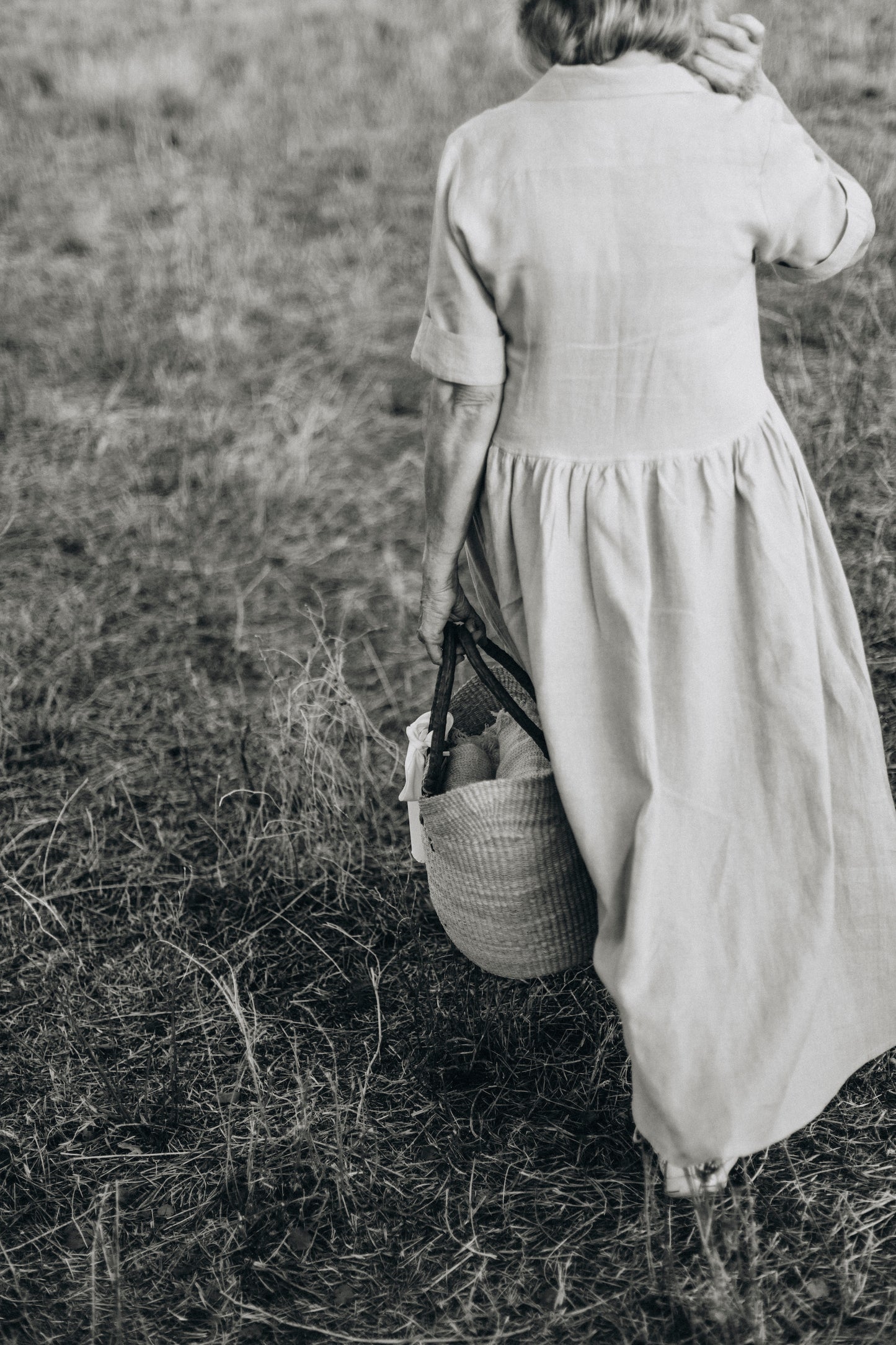 French Linen Midi Dress w/buttons