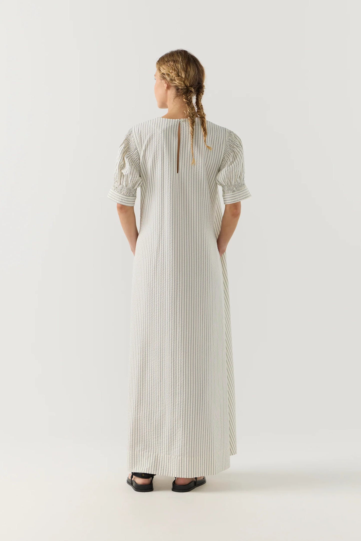 Scottie Dress in Basil Stripe Seersucker