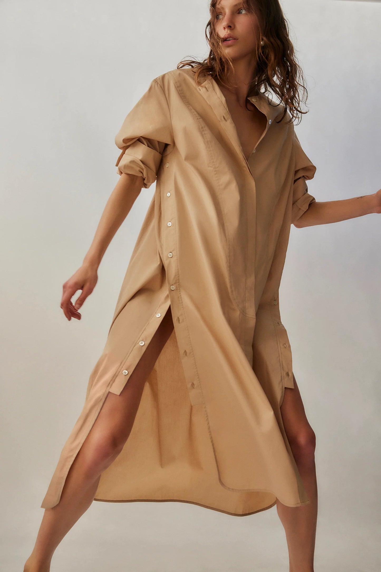 Celine Dress in Sand Poplin