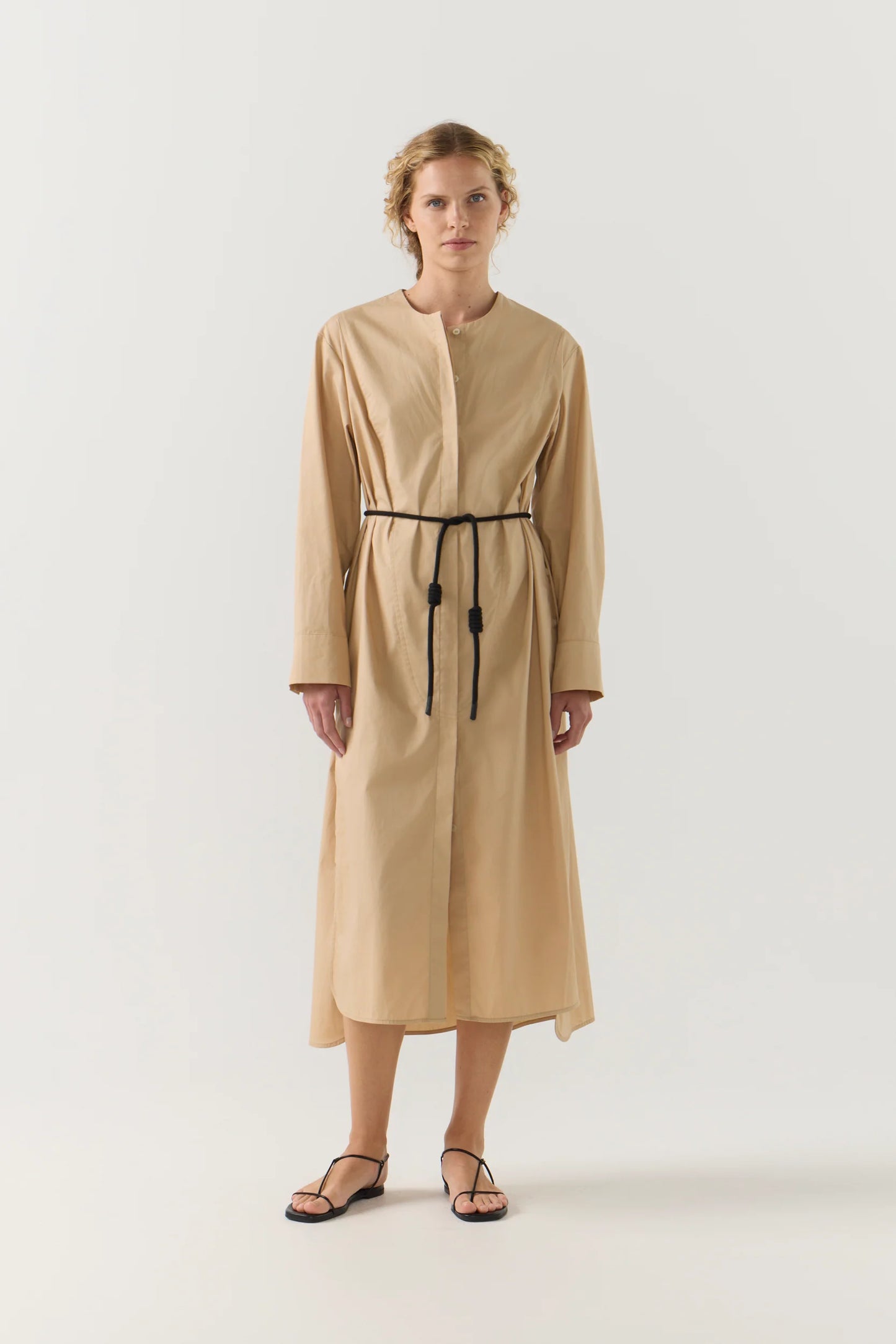 Celine Dress in Sand Poplin