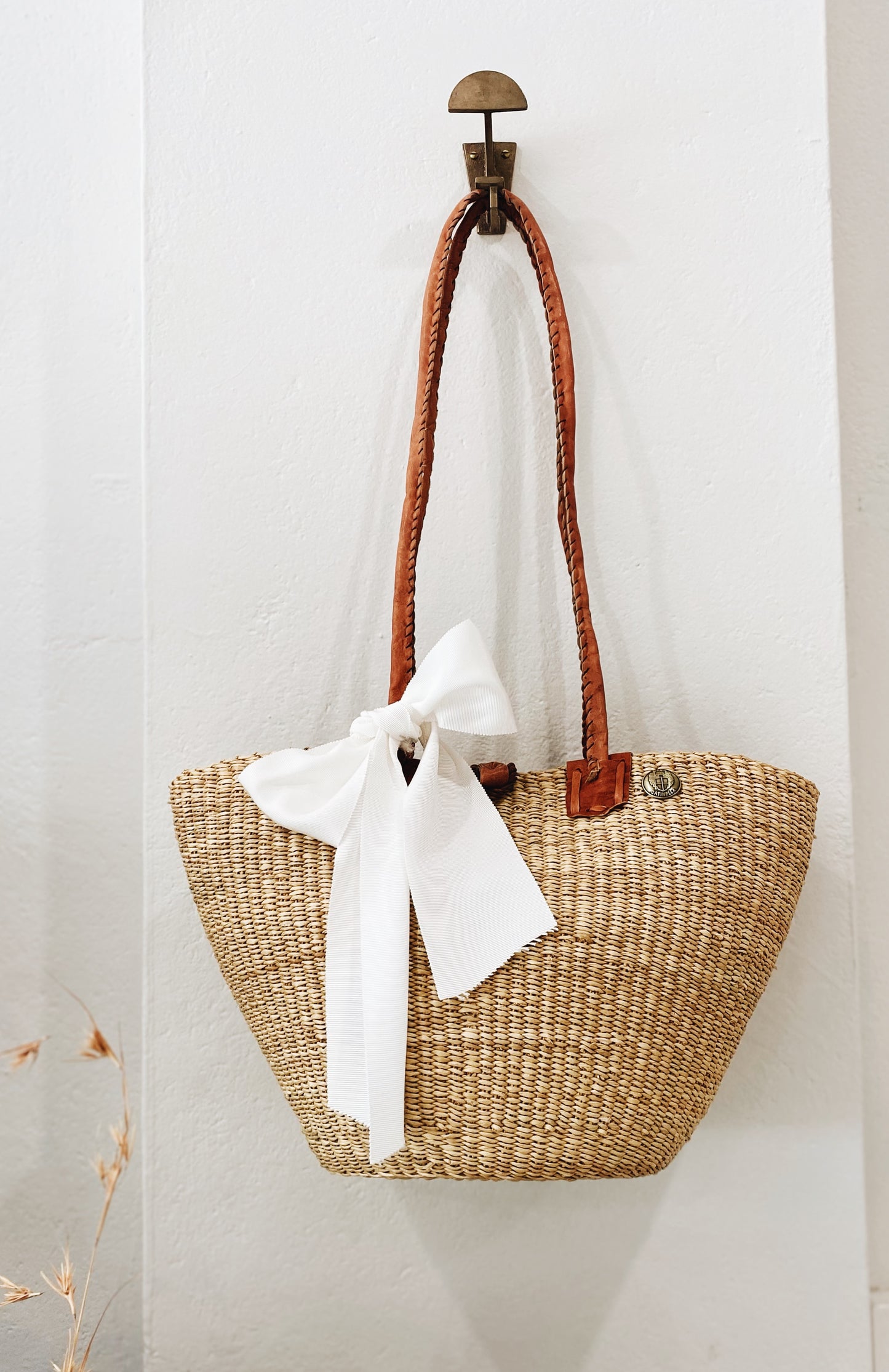 NEW Handwoven Long Handle Basket Bag