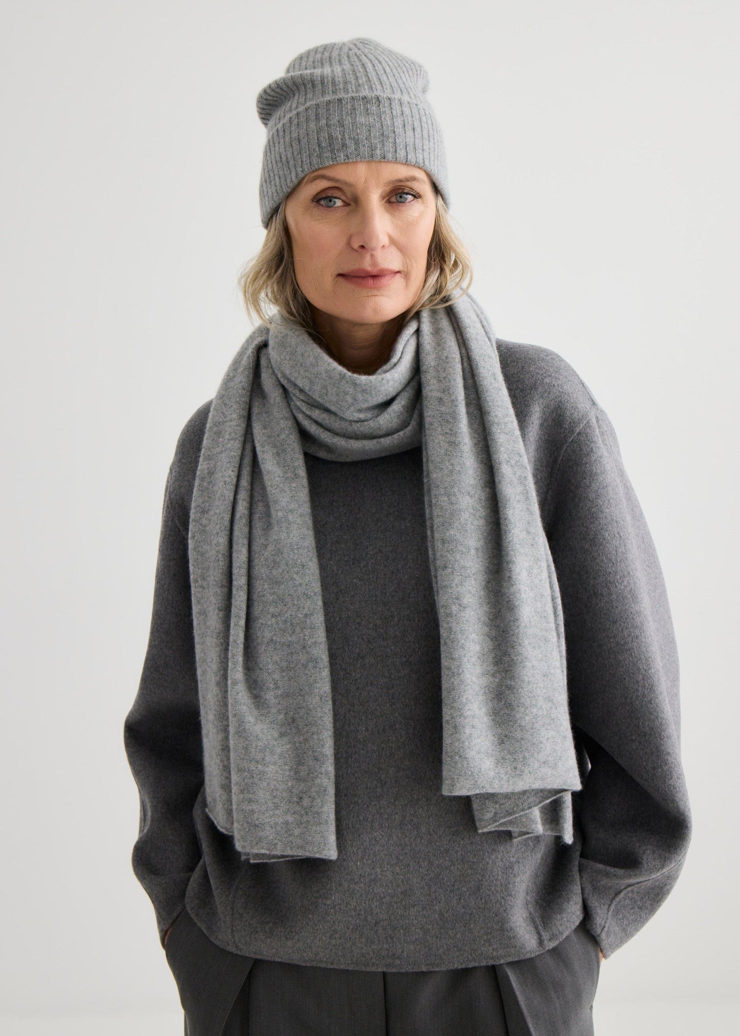 Cashmere Scarf Grey Marle - Worn