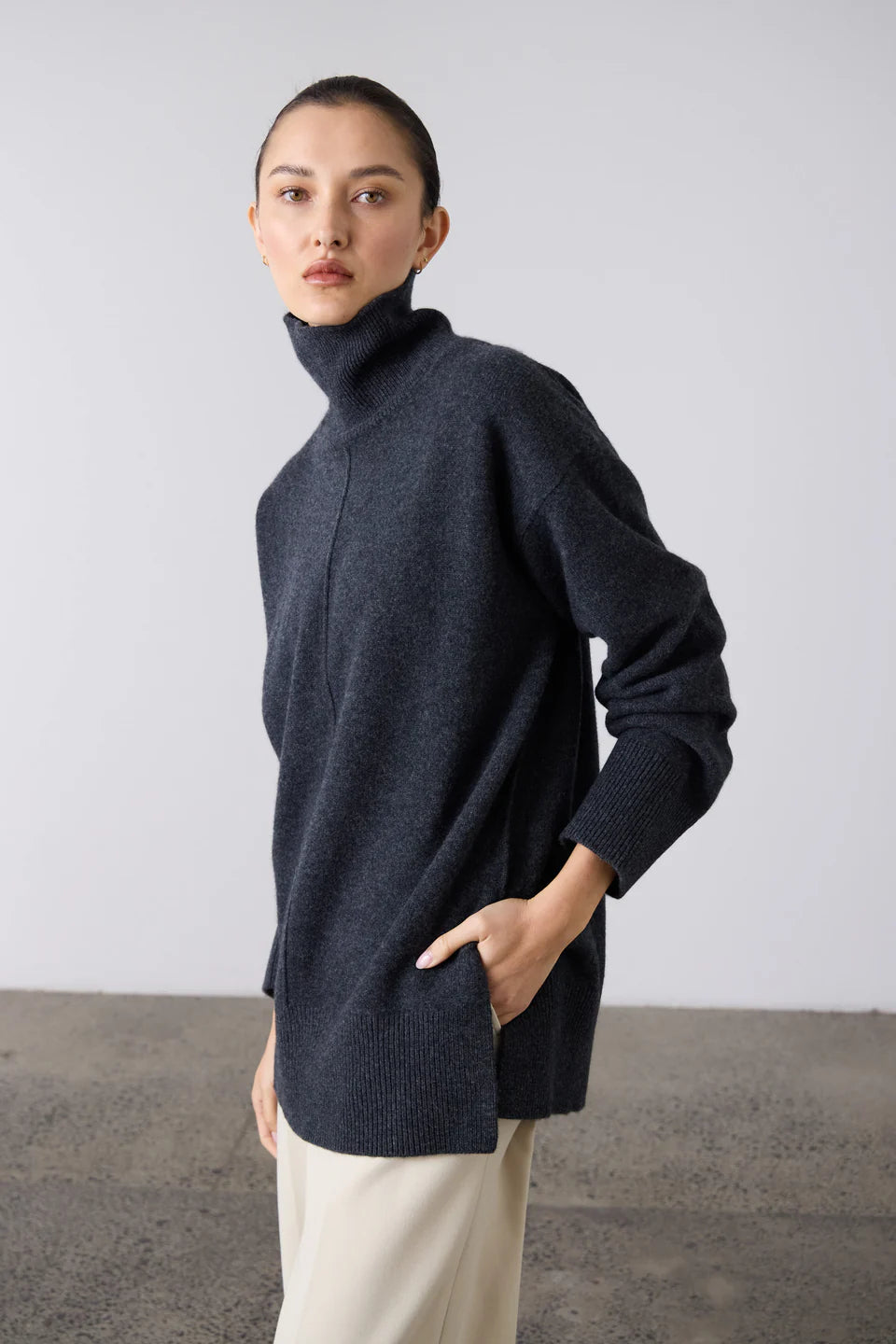 The Leisa Knit Sweater - Charcoal
