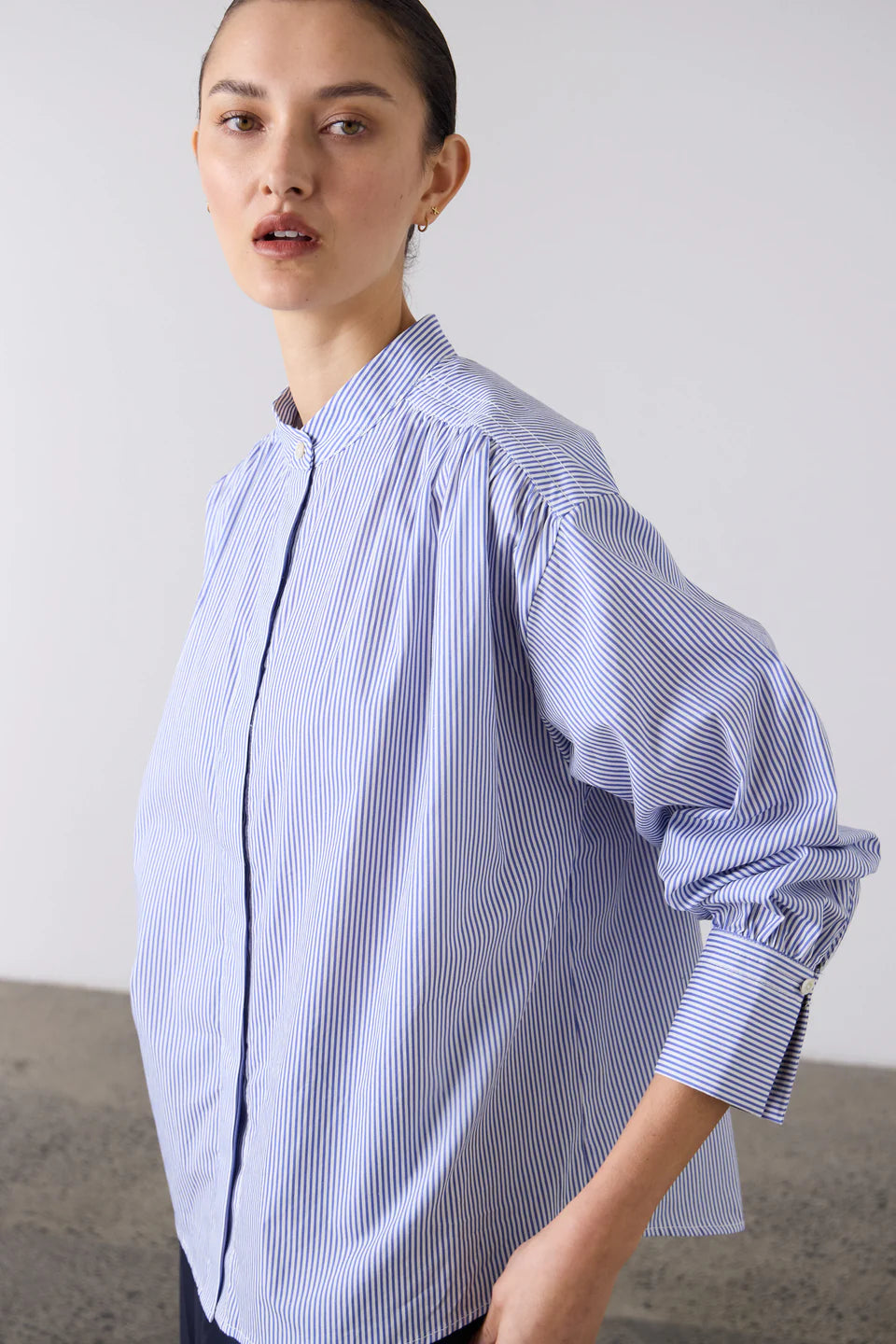 The Gabi Stripe Blouse | Blue & White