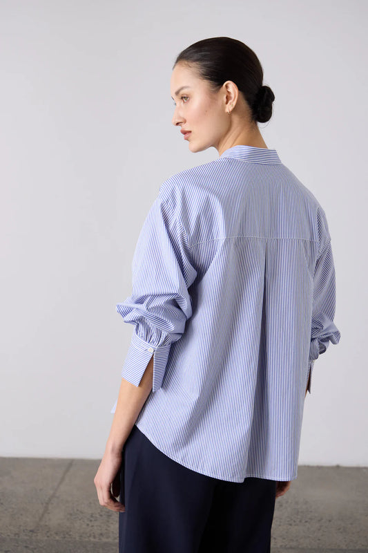 The Gabi Stripe Blouse | Blue & White