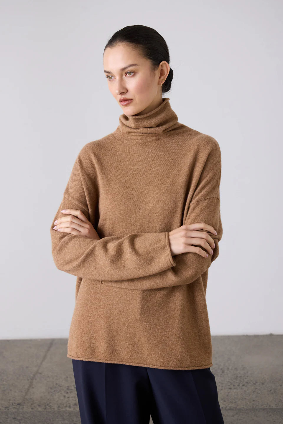 The Mara Funnel Neck in Gingerbread