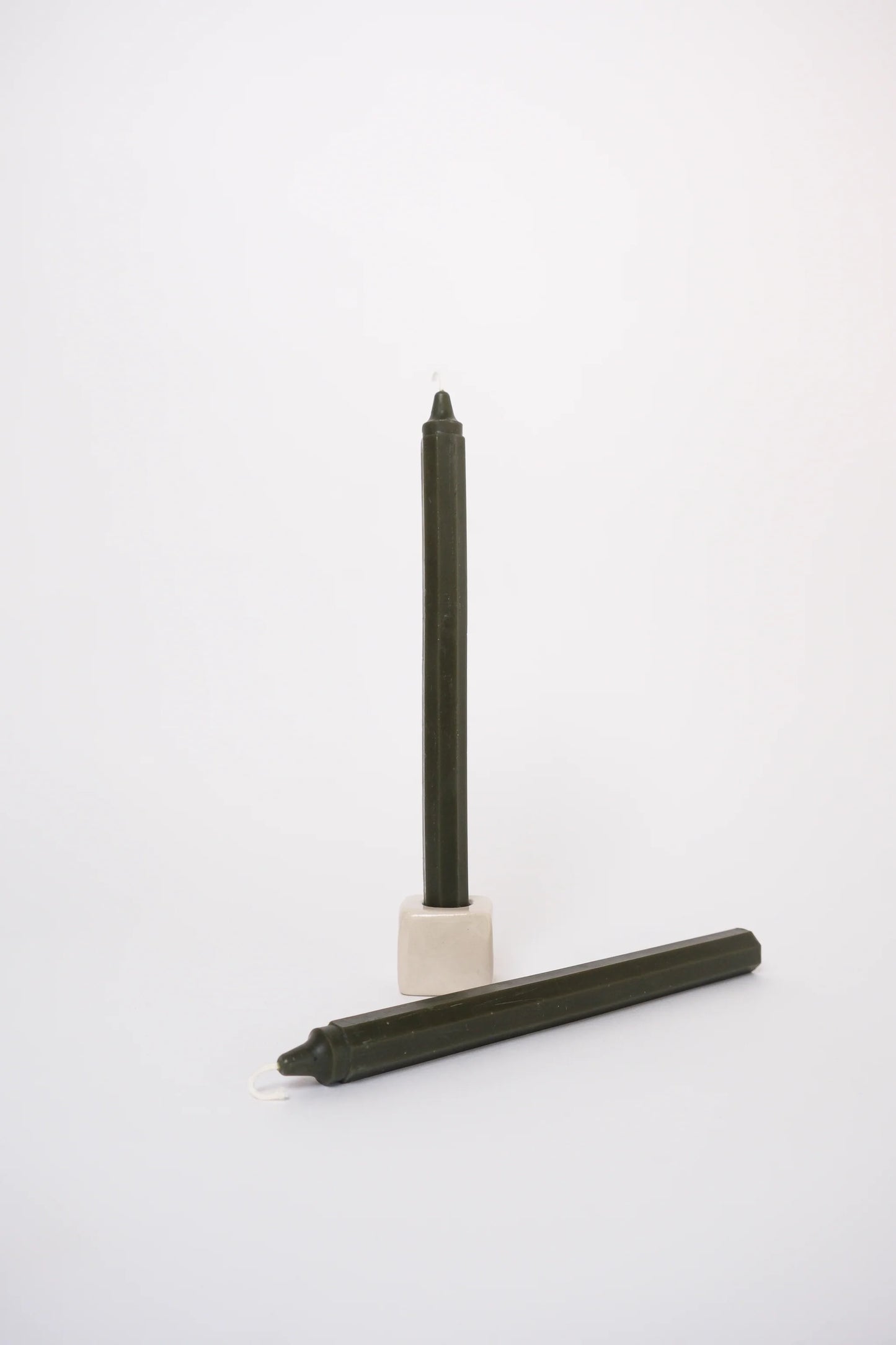 Beeswax Taper Pair of Octagon Candles in Moss