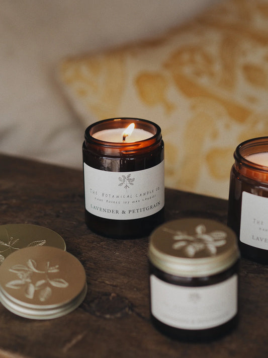 English Scented Candles in Amber Glass Jars 180ml