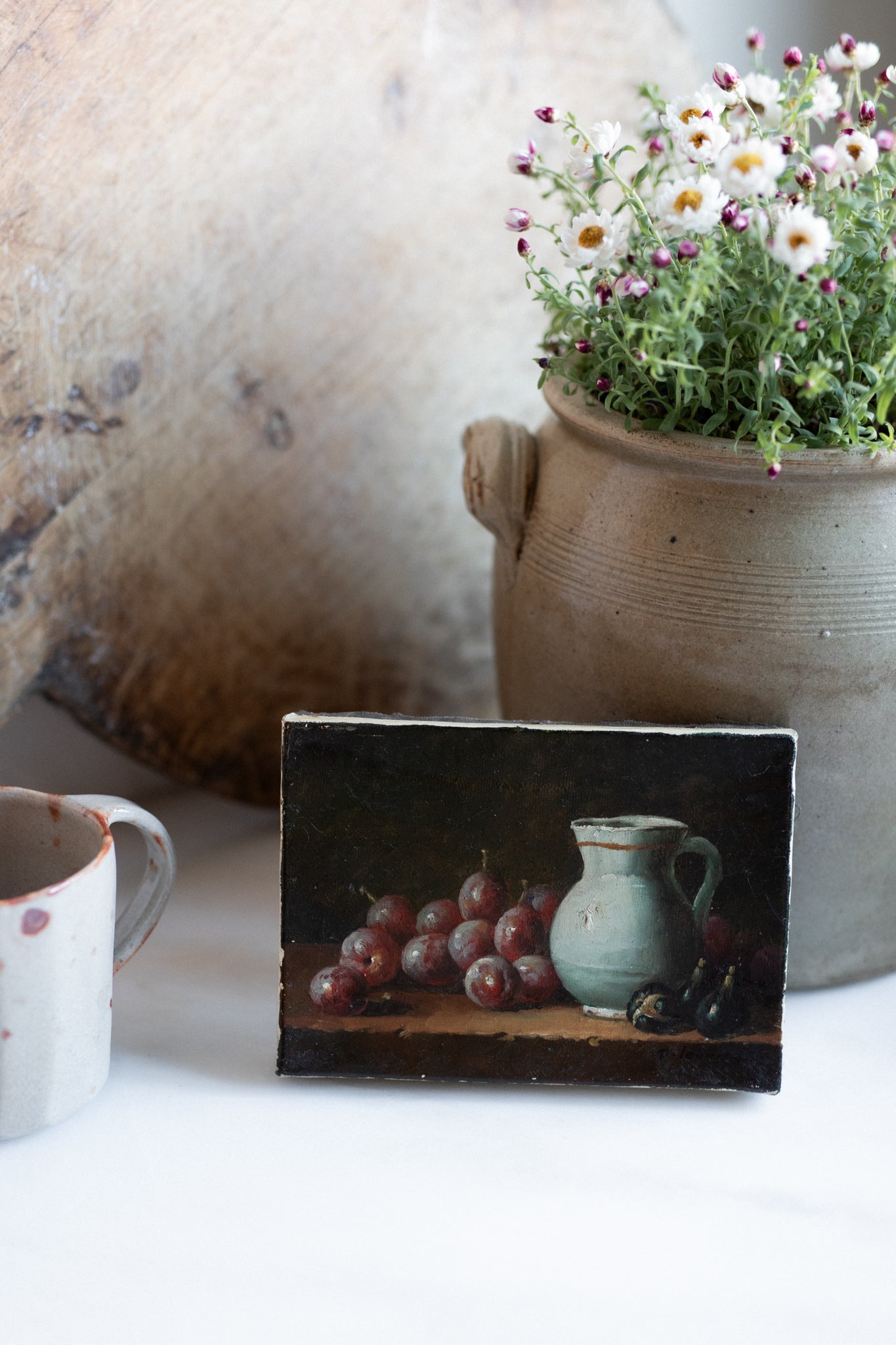 Antique French small Artwork | moody still life
