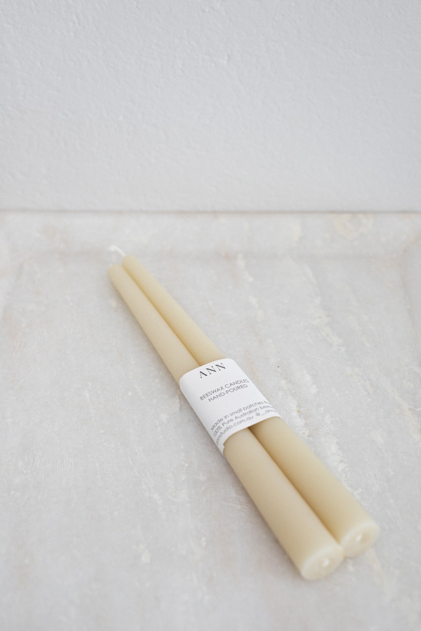 Beeswax Pair of Taper Candles in Ivory